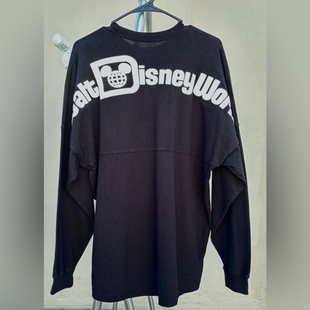 Walt Disney World Spirit Jersey Women’s Black and White Logo Long Sleeve Shirt - Picture 3 of 3